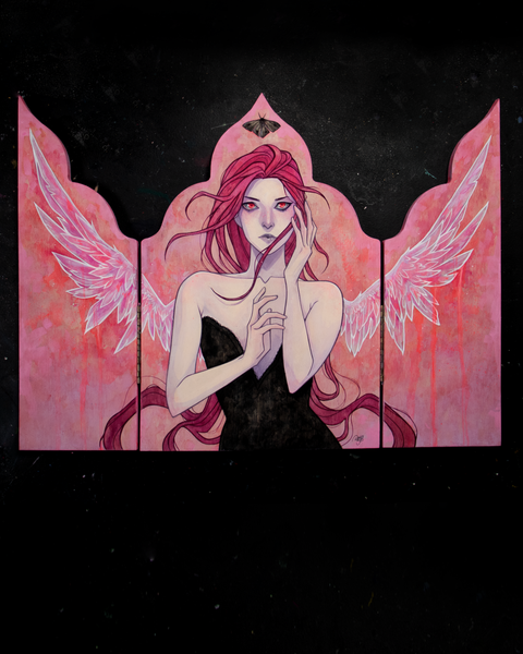 Pink Death ☾ Triptych Original Painting