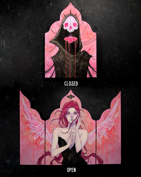 Pink Death ☾ Triptych Original Painting