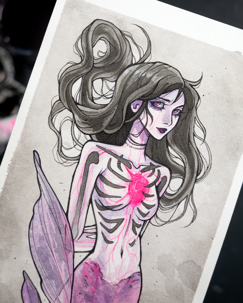Gothic Heart Mermaid ☾ Original Painting