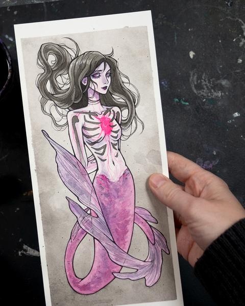 Gothic Heart Mermaid ☾ Original Painting
