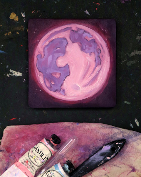 Pink Moon 1 ☾ Original Oil Painting