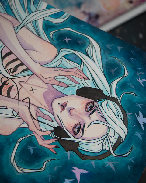 Sad Song ☾ Original watercolor painting
